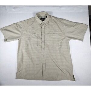 Field & Stream Mens XL Plaid Short Sleeve Fishing Shirt Tan Mesh Back Utility